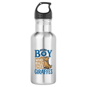 Just A Boy Who Loves Giraffes Vintage Shirt Design Stainless Steel Water Bottle