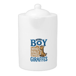 Just A Boy Who Loves Giraffes Vintage Shirt Design Teapot