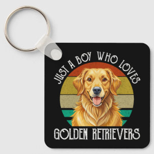 Just A Boy Who Loves Golden Retrievers Keychain