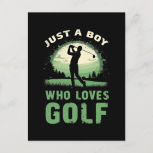 Just a Boy Who Loves Golf Club Golfer Golfing Kids Holiday Postcard
