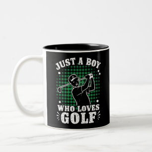 Just a Boy who loves Golf Club Golfer Golfing Two-Tone Coffee Mug