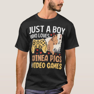 Just A Boy Who Loves Guinea Pigs And Video Games - T-Shirt