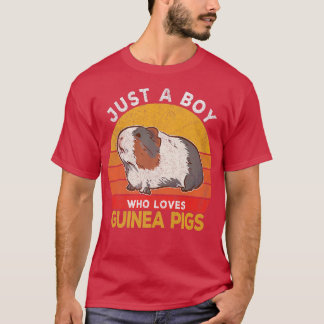 Just A Boy Who Loves Guinea Pigs Lover Wheek Retro T-Shirt
