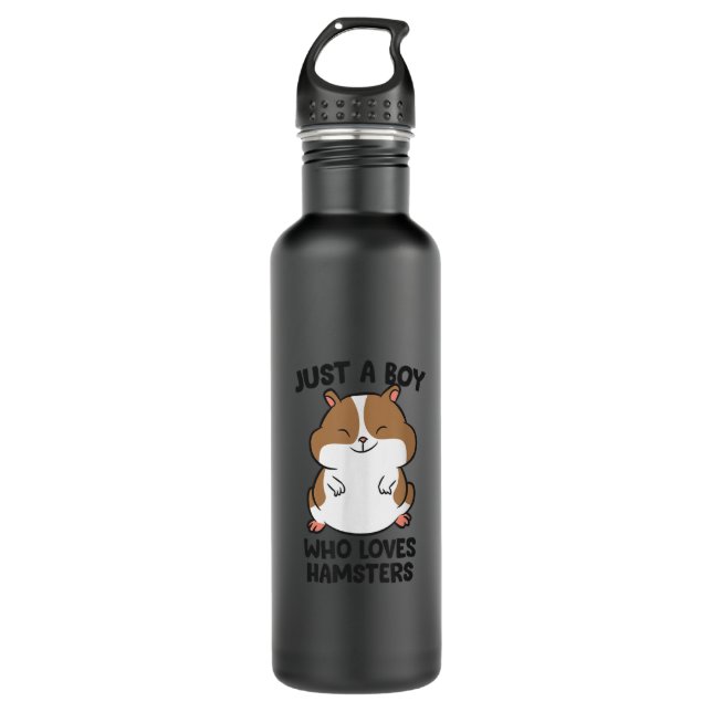 Just A Boy Who Loves Hamsters Stainless Steel Water Bottle (Front)