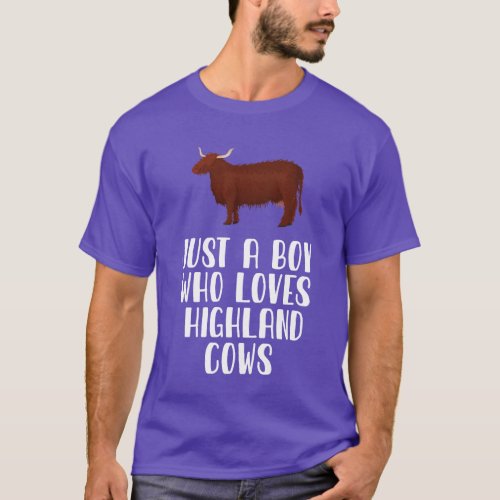 Just A Boy Who Loves Highland Cows T_Shirt