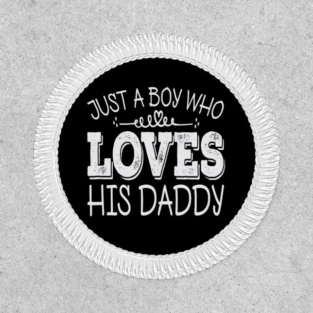 Just A Boy Who Loves His Daddy Cool Birthday Party Patch (Front)