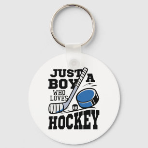 Just A Boy Who Loves Hockey Ice Hockey Lover Boys Keychain