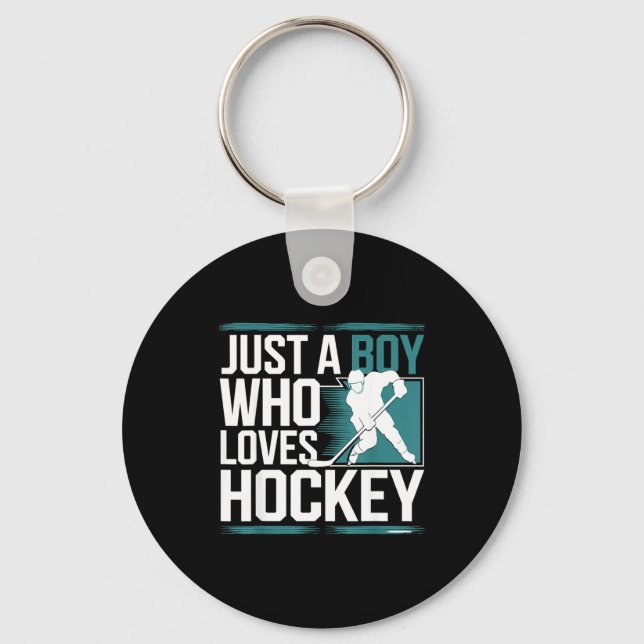 Just A Boy Who Loves Hockey  Keychain (Front)