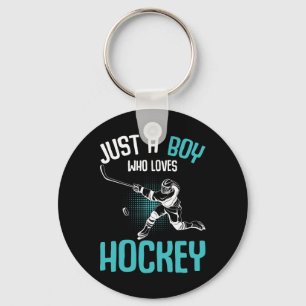 Just A Boy Who Loves Hockey Player Ice Hockey Kids Keychain