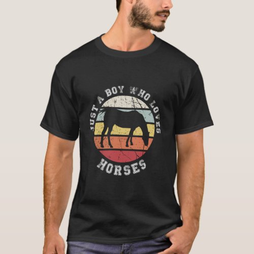 Just A Boy Who Loves Horses Horse T_Shirt