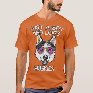 Just A Boy Who Loves Huskies T-Shirt