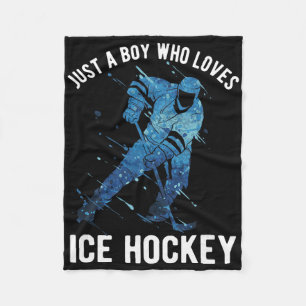 Just A Boy Who Loves Ice Hockey Fleece Blanket