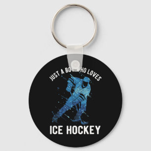 Just A Boy Who Loves Ice Hockey Keychain