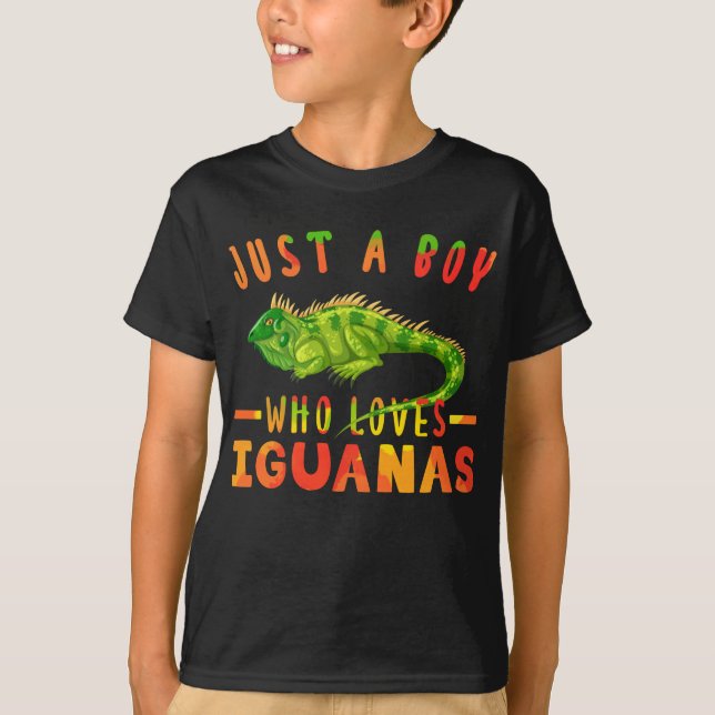 Just A Boy Who Loves Iguanas Lizard Reptiles T-Shirt (Front)