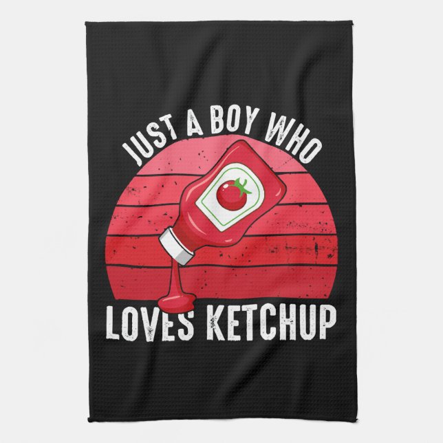 Just A Boy Who Loves Ketchup Kitchen Towel (Vertical)