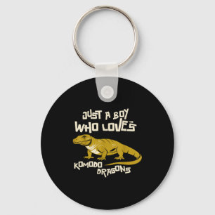 Just A Boy Who Loves Komodo Dragons Reptile Animal Keychain