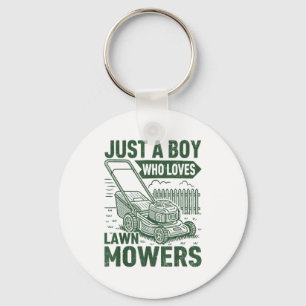 Just A Boy Who Loves Lawn Mowers Lawn Garden Keychain