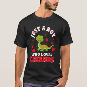 Just A Boy Who Loves Lizards Valentine's Hearts Cu T-Shirt
