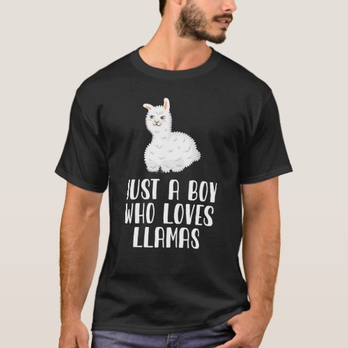 Just A Boy Who Loves LLamas  T_Shirt