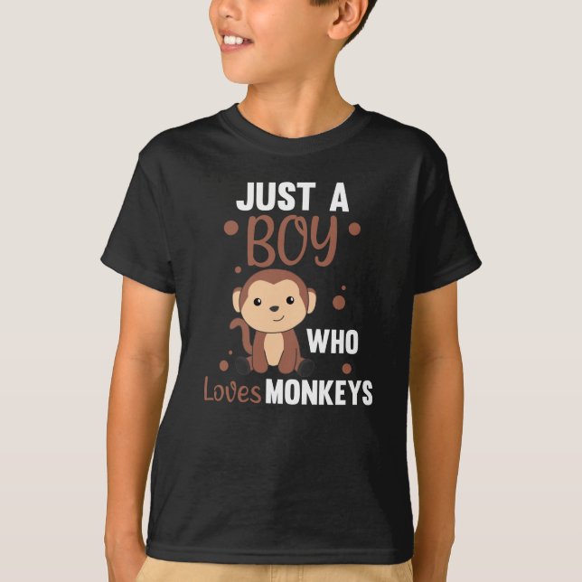 Just A Boy who loves Monkeys Sweet Monkey T-Shirt (Front)