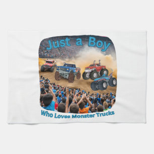 Just a Boy who Loves Monster Trucks Kitchen Towel