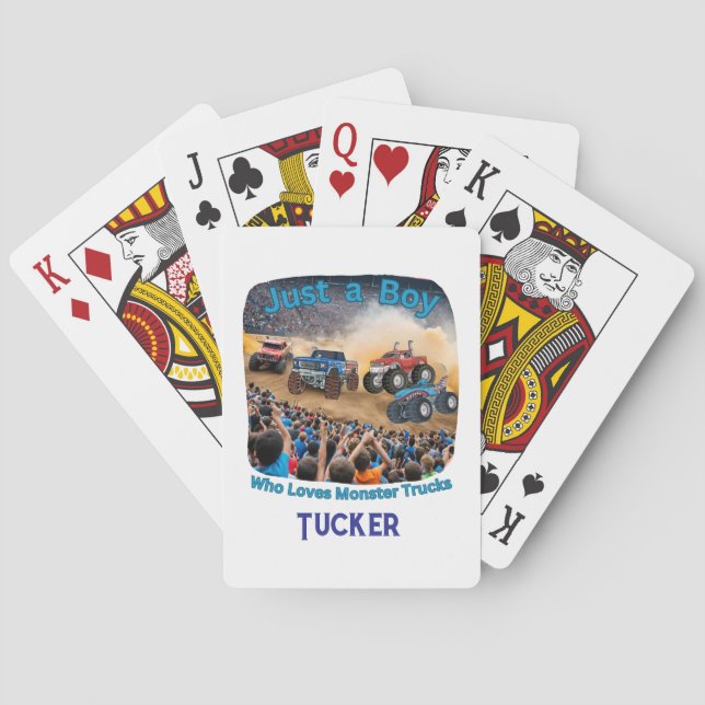 Just a Boy who Loves Monster Trucks Poker Cards (Back)