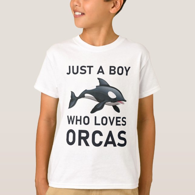 Just a Boy who loves Orcas Whales T-Shirt (Front)