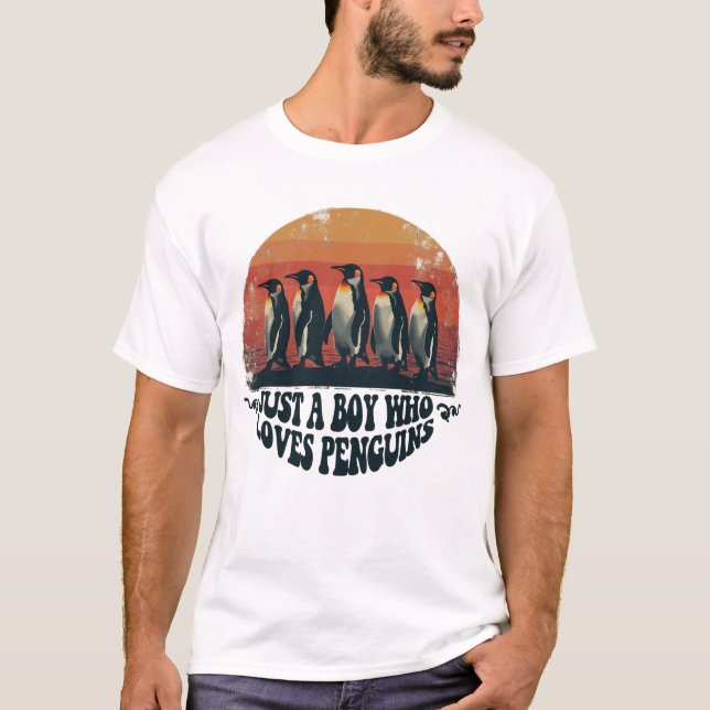 Just a Boy Who Loves Penguins T-Shirt (Front)
