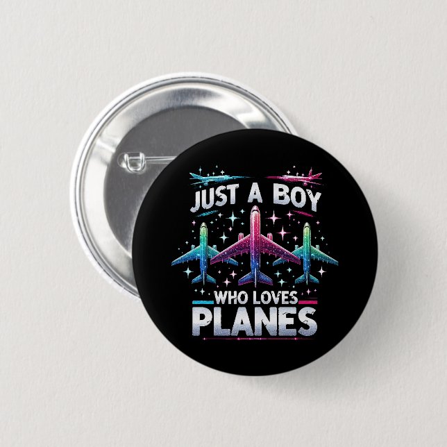Just A Boy Who Loves Planes Button (Front & Back)