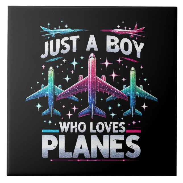 Just A Boy Who Loves Planes Ceramic Tile (Front)