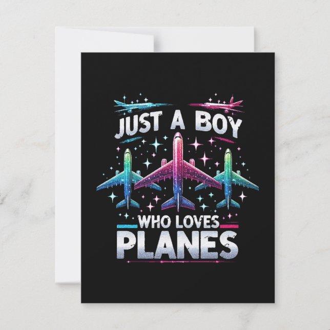 Just A Boy Who Loves Planes RSVP Card (Front)