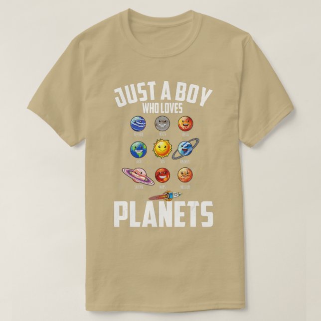 Just A Boy Who Loves Planets Space Sun Planet Star T-Shirt (Design Front)