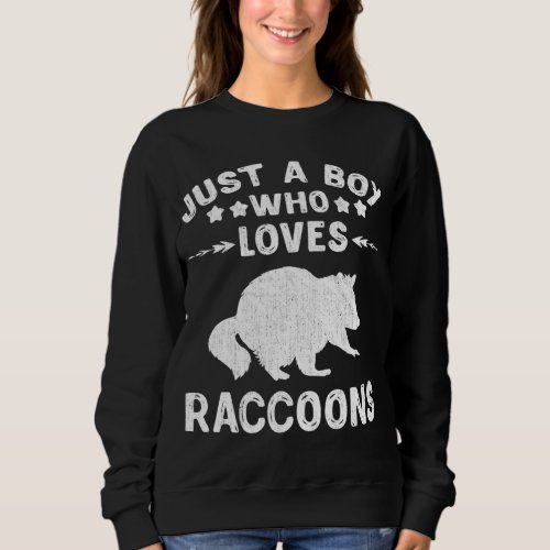 Just A Boy Who Loves Raccoons Gift Raccoon Lover Sweatshirt