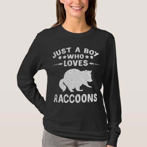 Just A Boy Who Loves Raccoons Gift Raccoon Lover T_Shirt