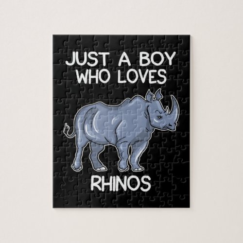 Just A Boy Who Loves Rhinos Lover Gift Rhinoceros Jigsaw Puzzle