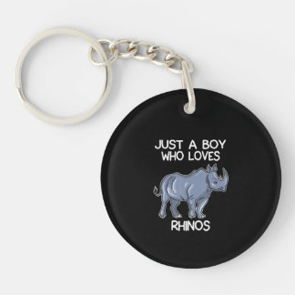 Just A Boy Who Loves Rhinos Lover Gift Rhinoceros Keychain