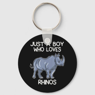 Just A Boy Who Loves Rhinos Lover Gift Rhinoceros Keychain