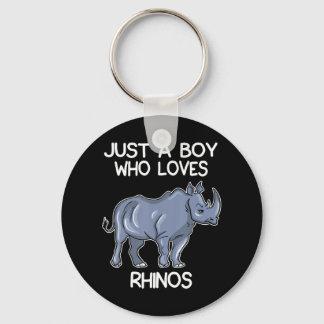 Just A Boy Who Loves Rhinos Lover Gift Rhinoceros Keychain