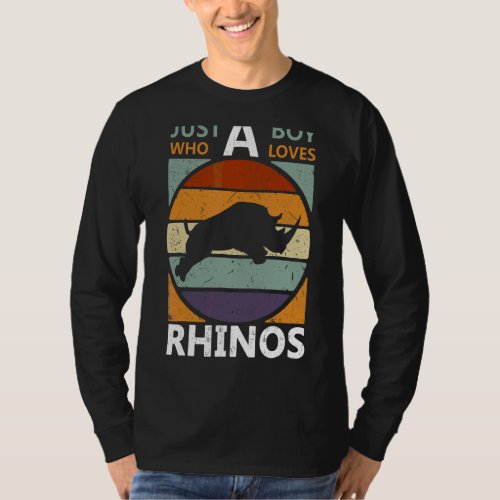Just A Boy Who Loves Rhinos Retro  Chubby Rhinos 1 T_Shirt
