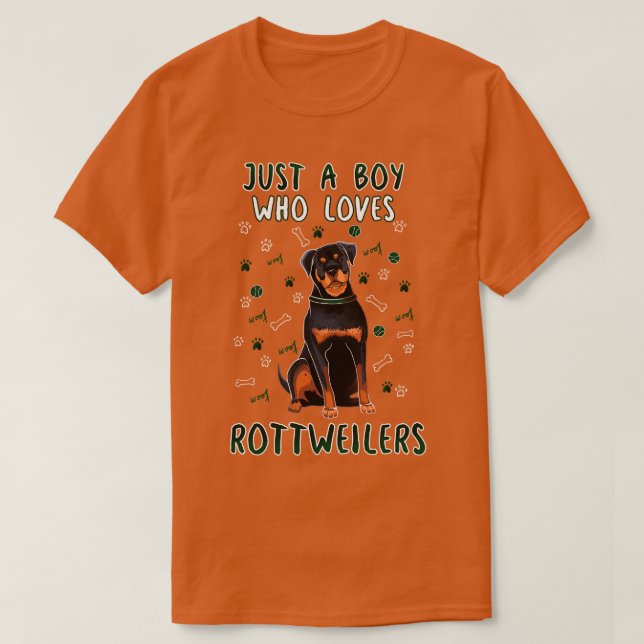Just A Boy Who Loves Rottweilers T-Shirt (Design Front)