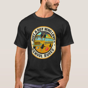 Just A Boy Who Loves School Buses Cute Bus Vintag T-Shirt