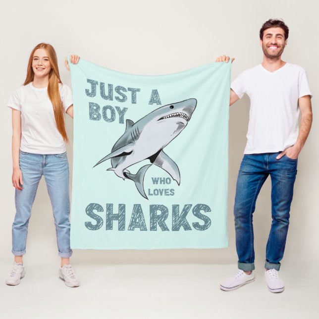 Just a boy who loves Sharks Shark Lover Fleece Blanket (In Situ)