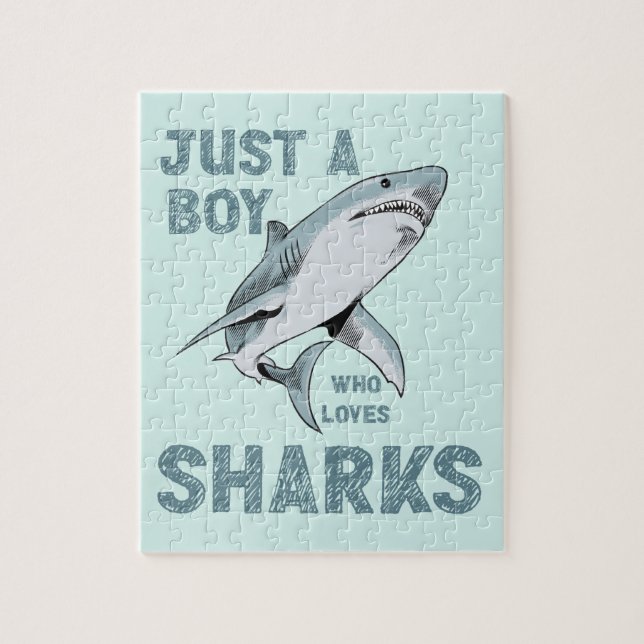 Just a boy who loves Sharks Shark Lover Jigsaw Puzzle (Vertical)