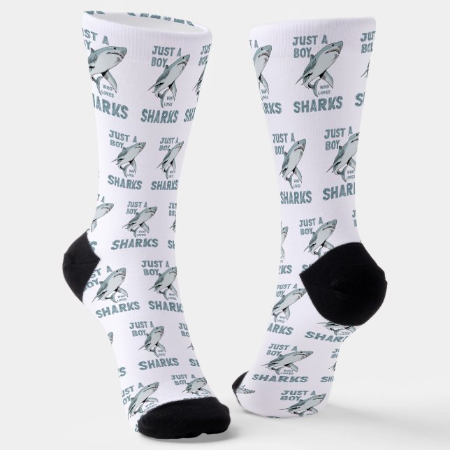 Just a boy who loves Sharks Shark Lover Socks (Angled)