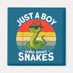 Just A Boy Who Loves Snakes Funny Snake Reptile Ki Magnet