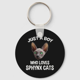 Just A Boy Who Loves Sphynx Cats Keychain