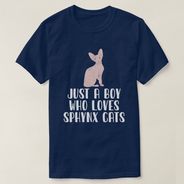 Just A Boy Who Loves Sphynx Cats T-Shirt (Design Front)