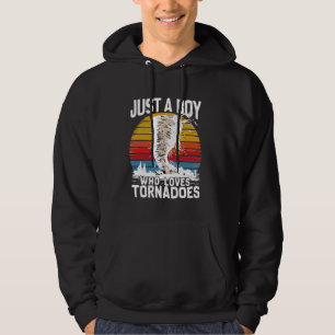 Just A Boy Who Loves Tornadoes Storm Chasers Boys Hoodie