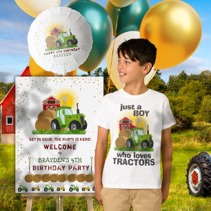 Just A Boy Who Loves Tractors Farm Birthday Boy T-Shirt