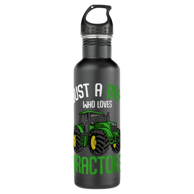 Just A Boy Who Loves Tractors Farm Boys Kids  Stainless Steel Water Bottle (Front)